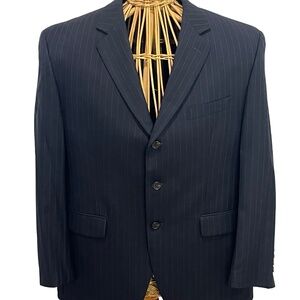 Lauren Ralph Lauren Mens 44S Navy Pinstripe 100% Wool Suit Jacket